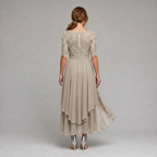 Amanda | Elegant Floral Lace Chiffon Midi Dress
