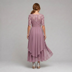 Amanda | Elegant Floral Lace Chiffon Midi Dress