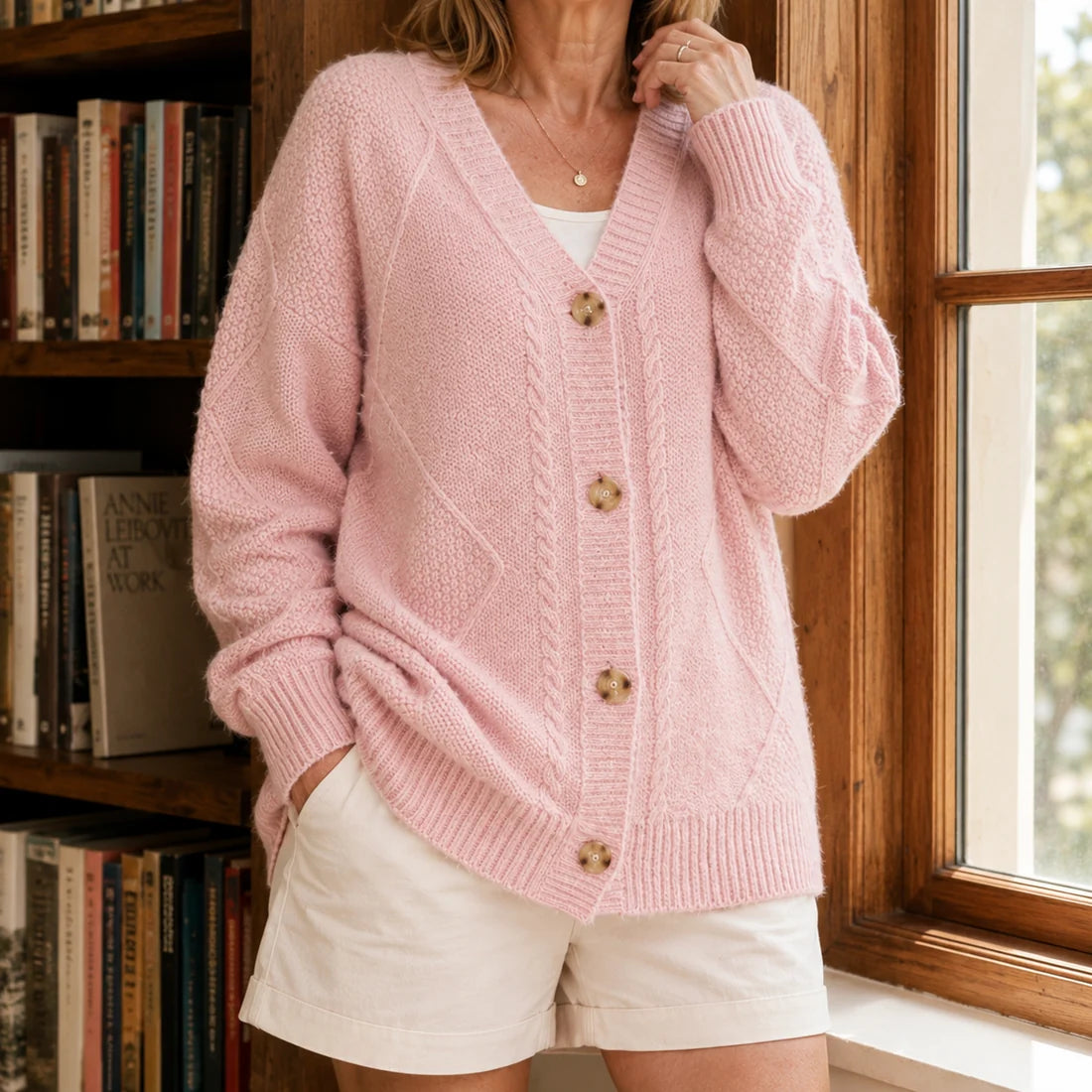 Joyce | Vintage Cable Knit Button Cardigan