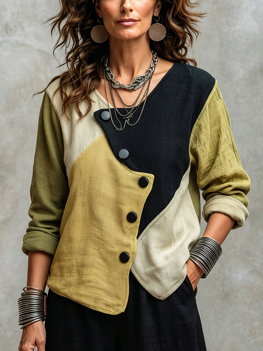 Eliza™ | Stylish Asymmetric Colorblock Top