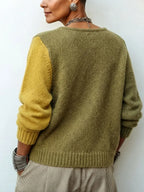 Artistic Cozy Asymmetric Color-block Knit Sweater