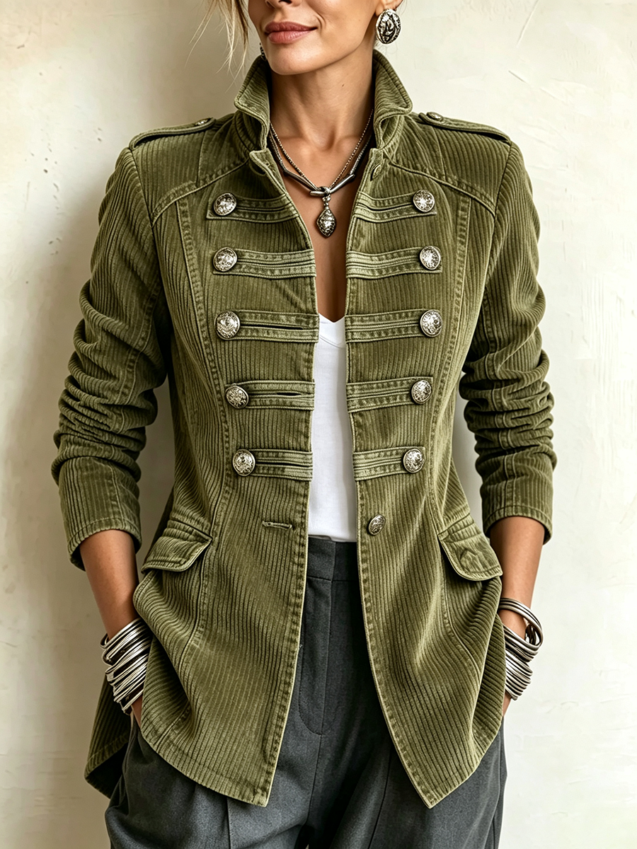 Ariana | Classic Olive Military Corduroy Jacket