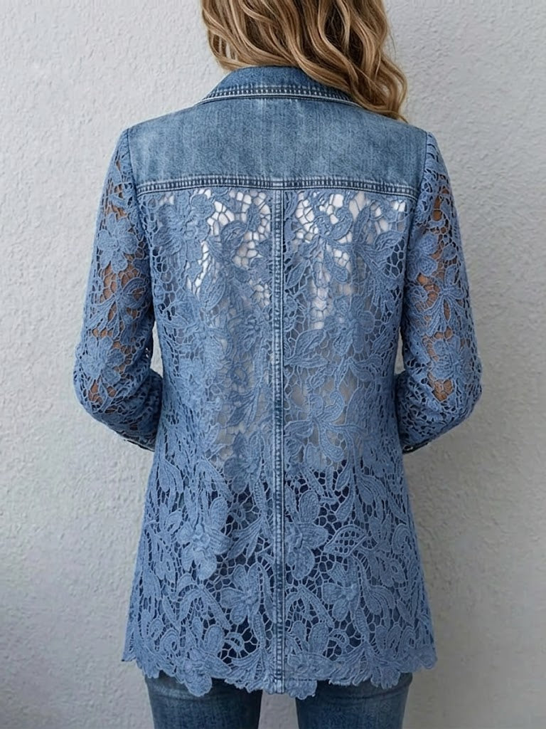 Bonnie | Vintage Floral Lace Denim Jacket